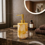 Marble Pattern Plastic Soap Dispenser For Bathroom And Kitchen Sink ( 17x8 cm Yellow )