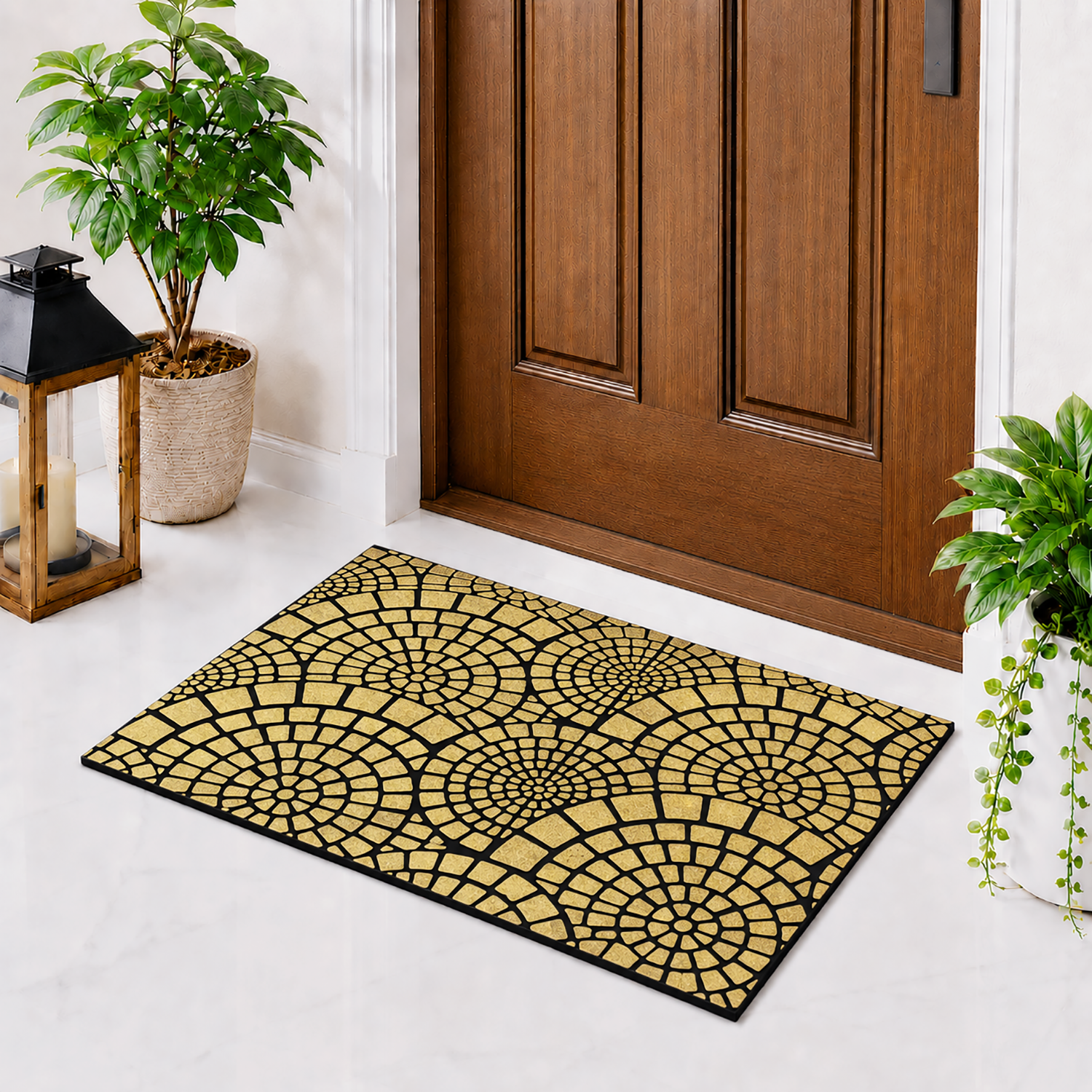 Rubber Door Mat Mosaic Textured ( 45x75 cm Golden )