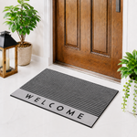 Rubber Door Mat Welcome Textured ( 45x75 cm Silver )