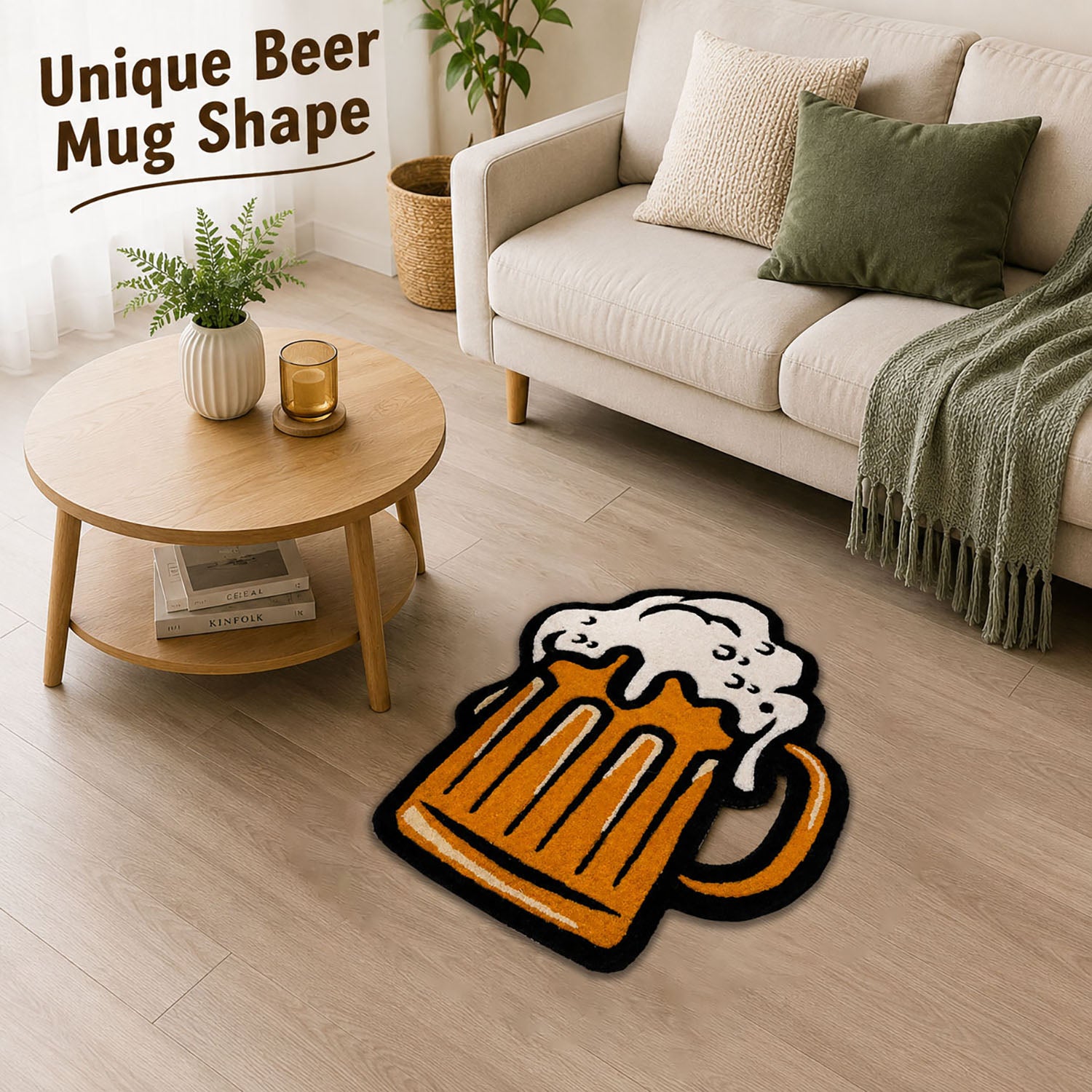 Beer Mug Graphic Wool Rug Plush Decorative Mat For Wall And Room Decor (Mug , 77x63 cm )