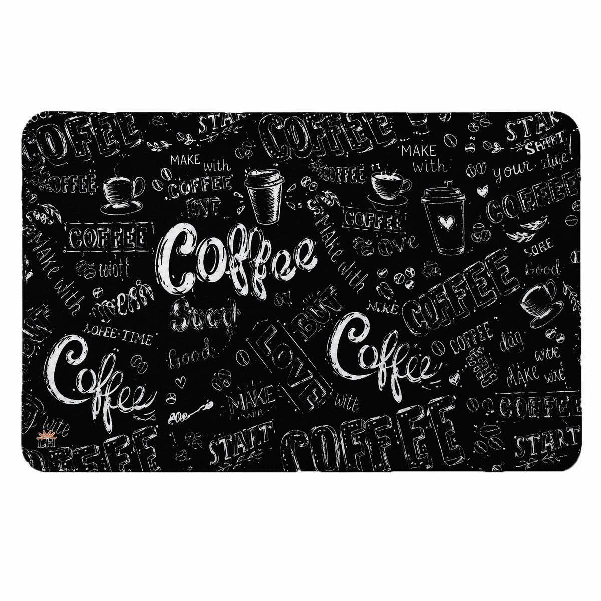 Kitchen Dish Drying Mat | Black Coffee Typography Print | 35x55 cm