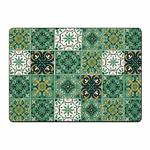 Kitchen Dish Drying Mat | Green Vintage Tile Print | 35x55 cm
