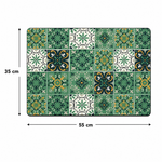 Kitchen Dish Drying Mat | Green Vintage Tile Print | 35x55 cm