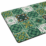 Kitchen Dish Drying Mat | Green Vintage Tile Print | 35x55 cm