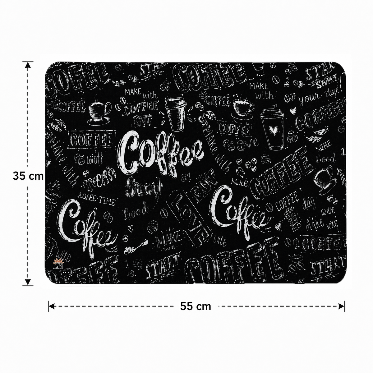 Kitchen Dish Drying Mat | Black Coffee Typography Print | 35x55 cm