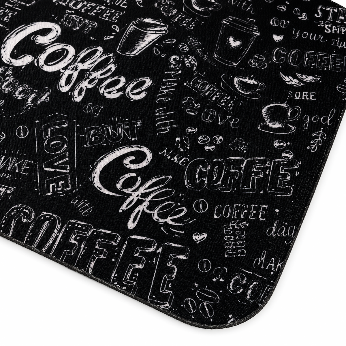 Kitchen Dish Drying Mat | Black Coffee Typography Print | 35x55 cm