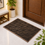 Rubber Door Mat Geometric Textured ( 45x75 cm Brown )