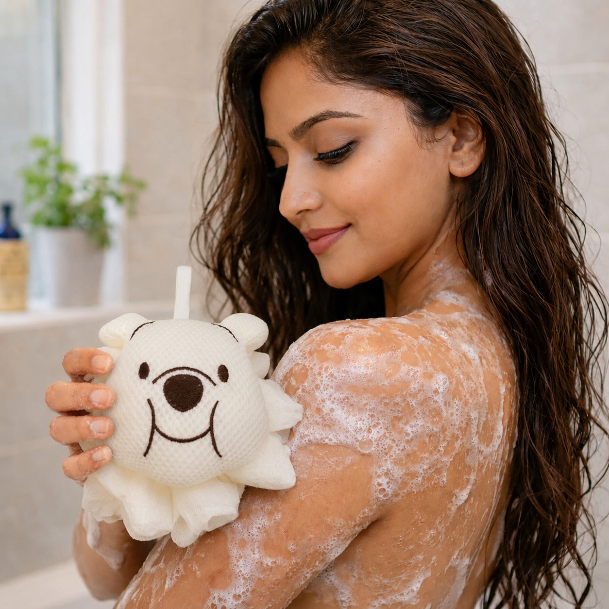 Bath Sponge For Kids And Adult (Cream 10x12cm )