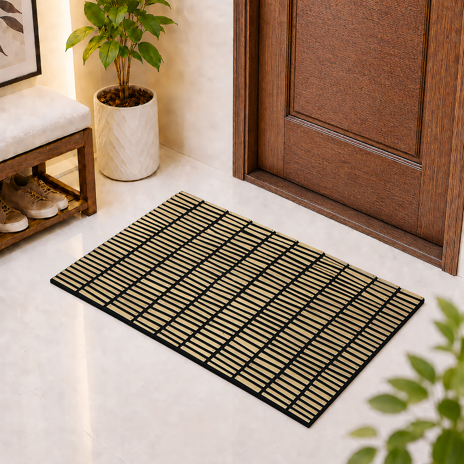 Rubber Door Mat Linear Textured ( 45x75 cm Golden )