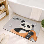 Rubber Bath Mat Anti Slip Quick Drying Soft Relaxing Panda ( Grey, 40x60 cm )