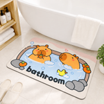 Rubber Bath Mat Anti Slip Quick Drying Soft Capybara ( Blue, 40x60 cm )