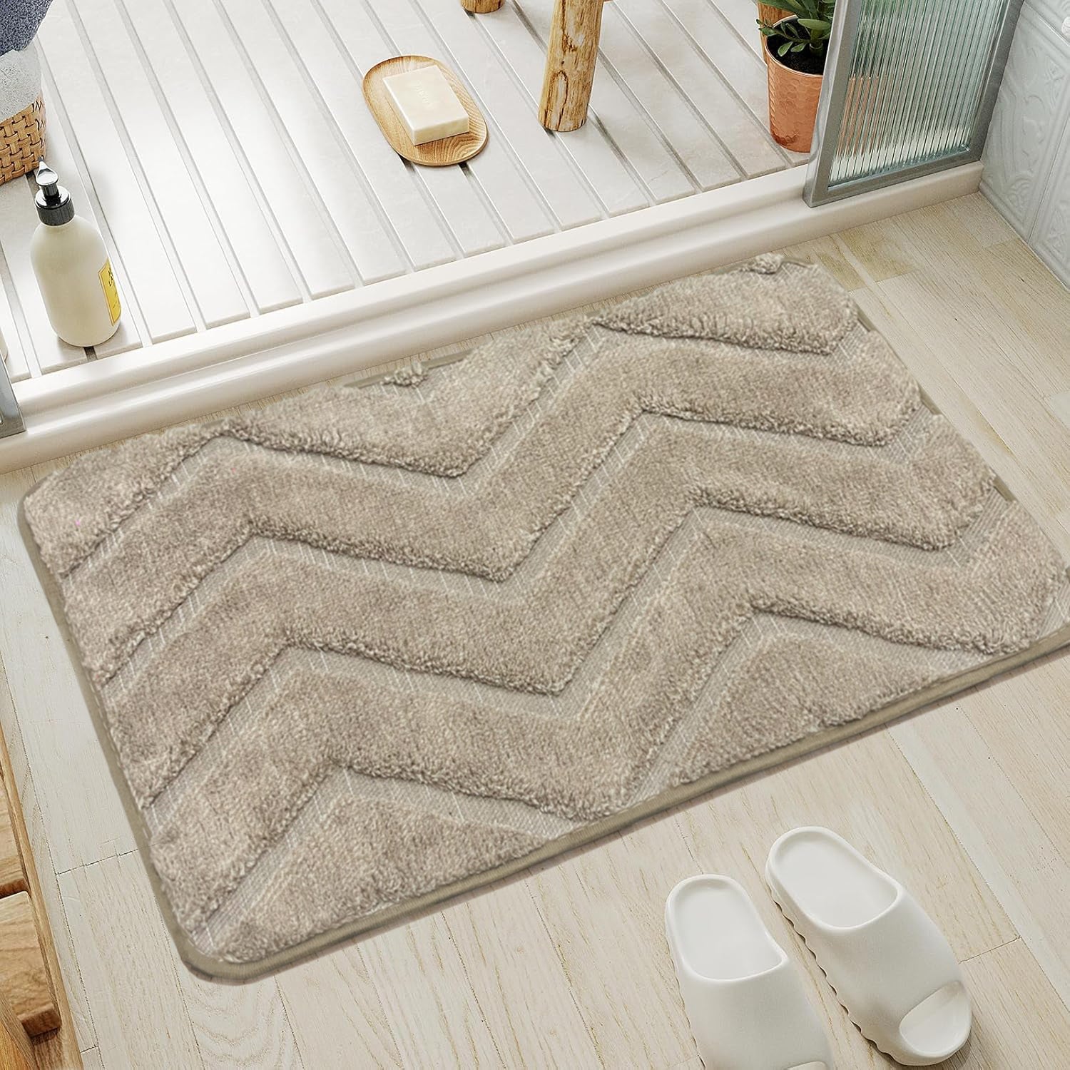 Austria Zigzag Microfiber Bath Mat (41x60cm Beige)