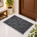 Rubber Door Mat Geometric Textured ( 45x75 cm Silver )
