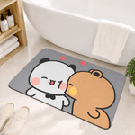 Rubber Bath Mat Anti Slip Quick Drying Soft Panda Bear Love ( Grey, 40x60 cm )