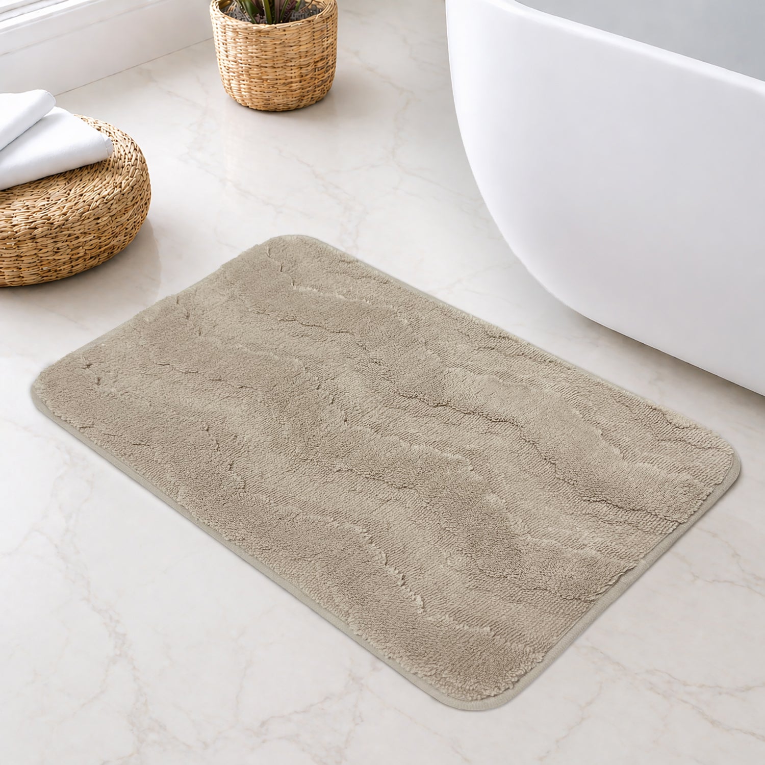 Moscow ZigZag Wave Microfiber Bath  (38x58cm Cream)