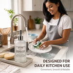 Kitchen Dispenser Print Glass Soap Dispenser For Bathroom And Kitchen Sink Leak ( 19.5x7.5 cm White )