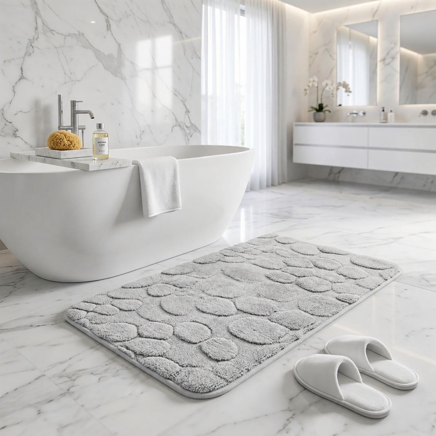 Moscow Stone Microfiber Bath Mat (38x58cm Silver)