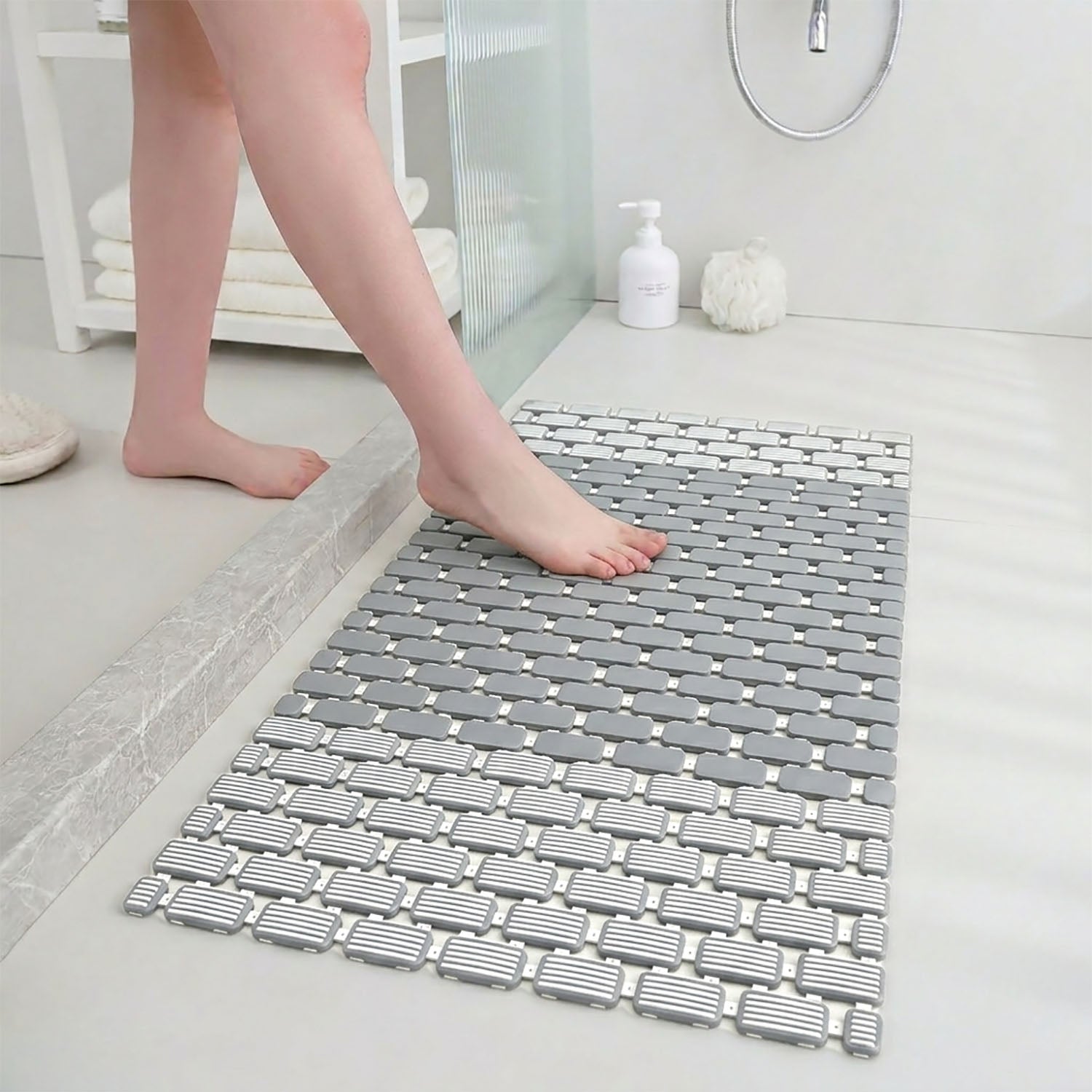 Rubber Shower Mat For Bathroom ( 37x67 Cm Grey )