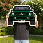 Car Shaped Tufted Wool Rug Floor Mat For Kids ( 63x68 cm , Green )