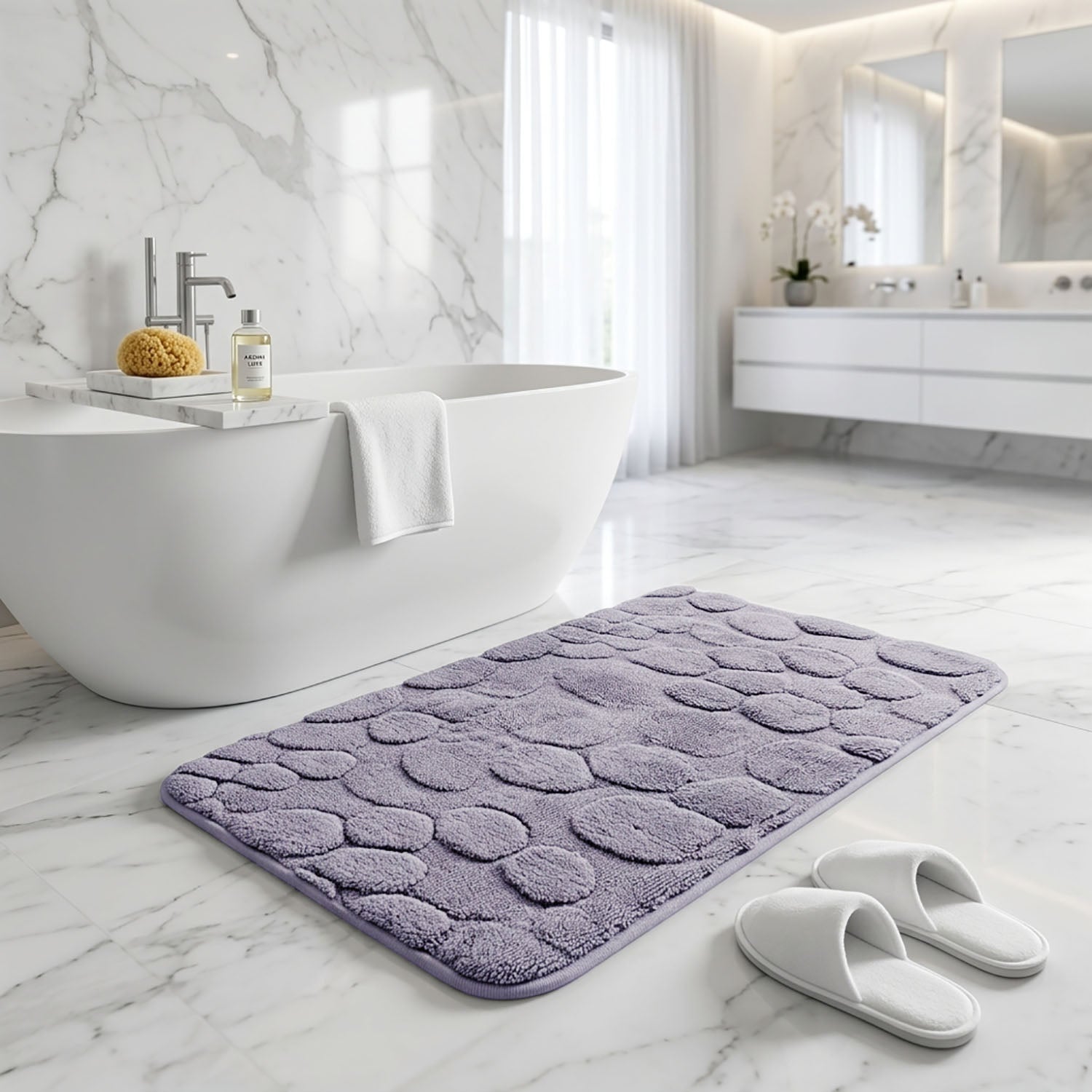 Moscow Stone Microfiber Bath Mat (38x58cm Purple)
