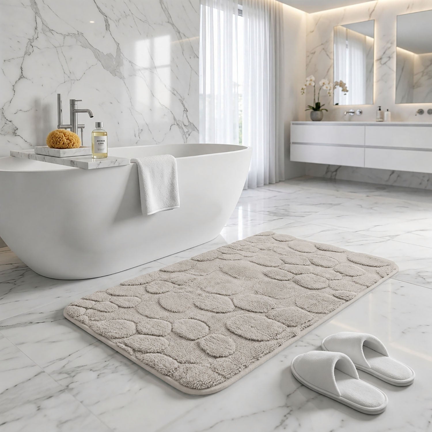 Moscow Stone Microfiber Bath Mat (38x58cm Taupe)