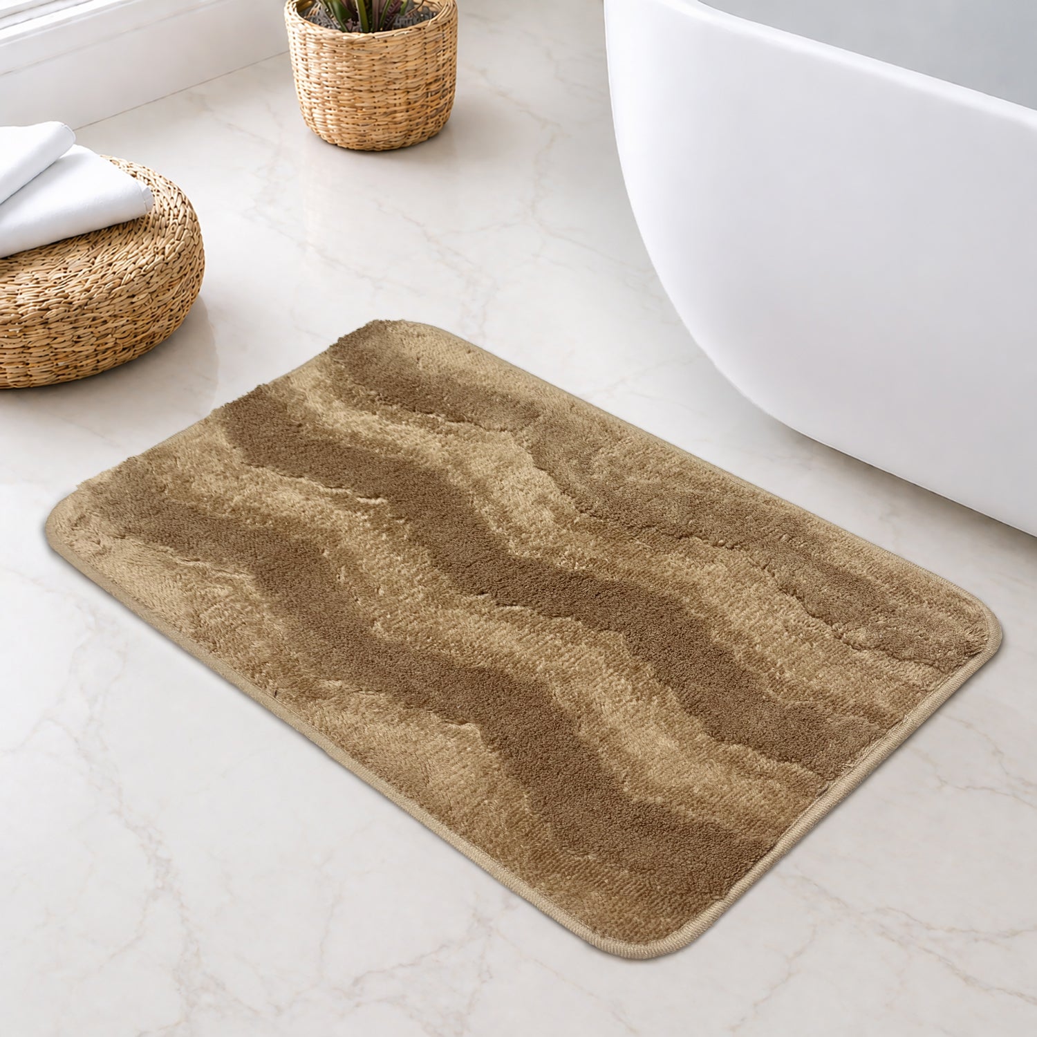 Moscow ZigZag Wave Microfiber Bath  (38x58cm Brown)