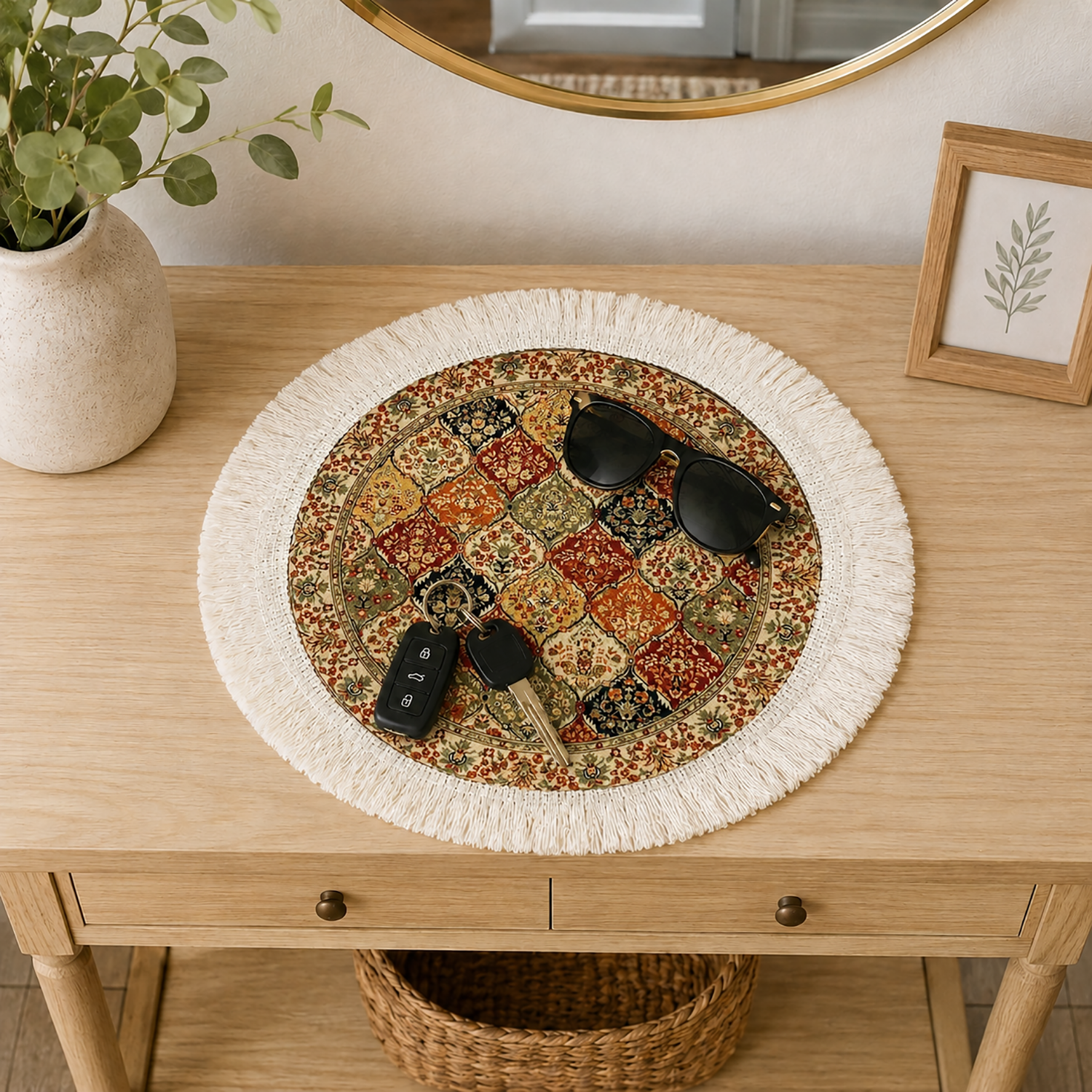 Persian Patchwork Dining Table Mats ( 36x36cm, Multicolor, Set Of 2 )