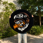 Eagle Wool Rug Tufted Decorative Accent Mat for Wall Hanging and Room Decor (24x24 cm, Black )