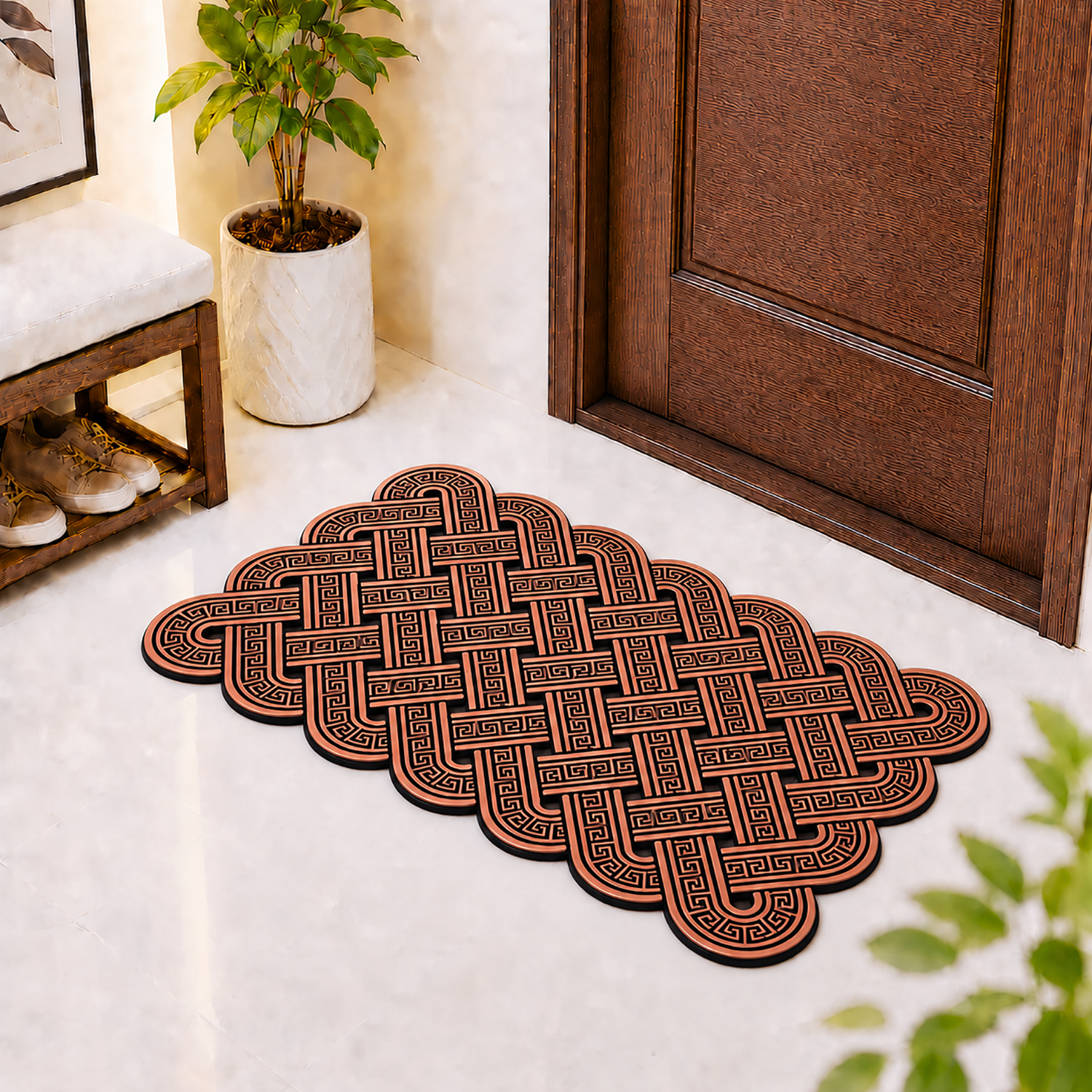 Rubber Door Mat Weave Textured ( 45x75 cm Copper )