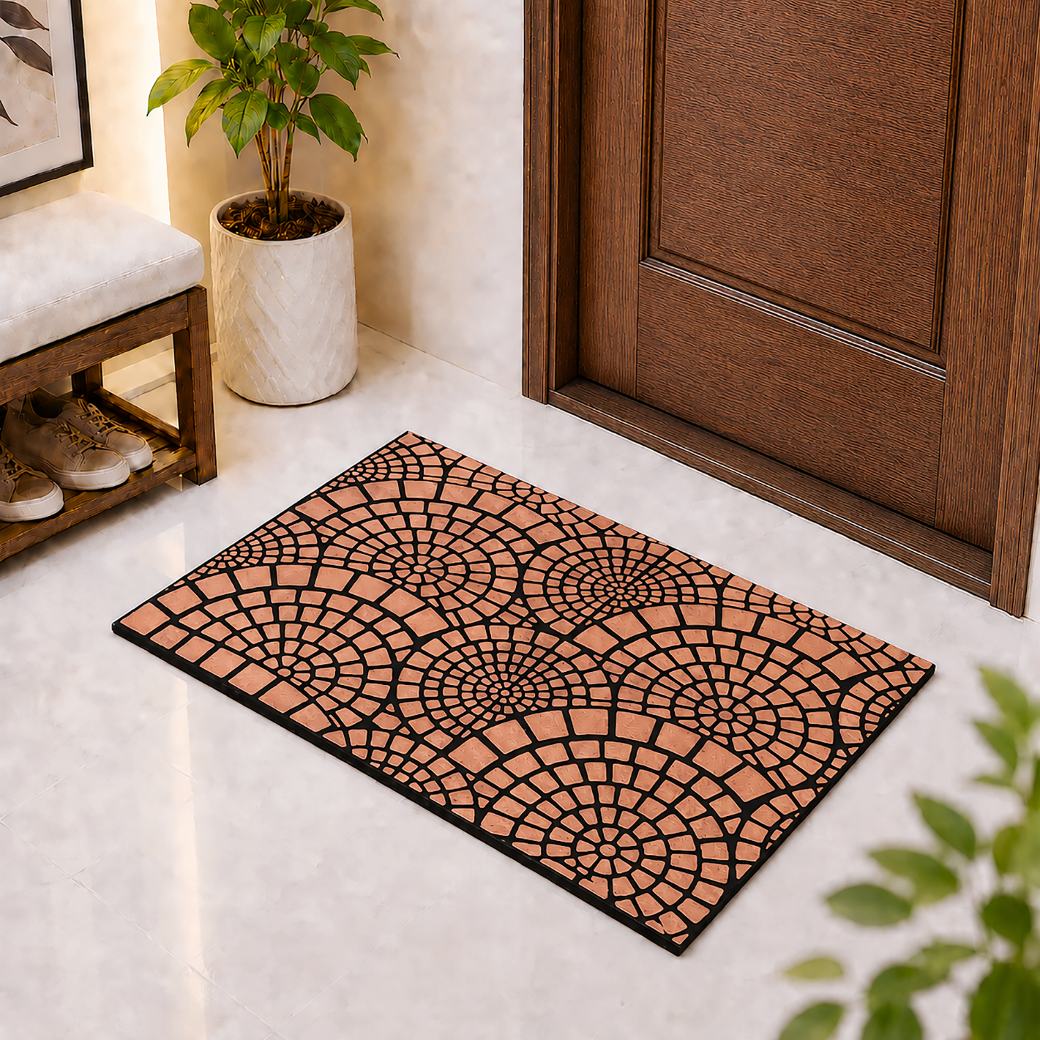 Rubber Door Mat Mosaic Textured ( 45x75 cm Copper )