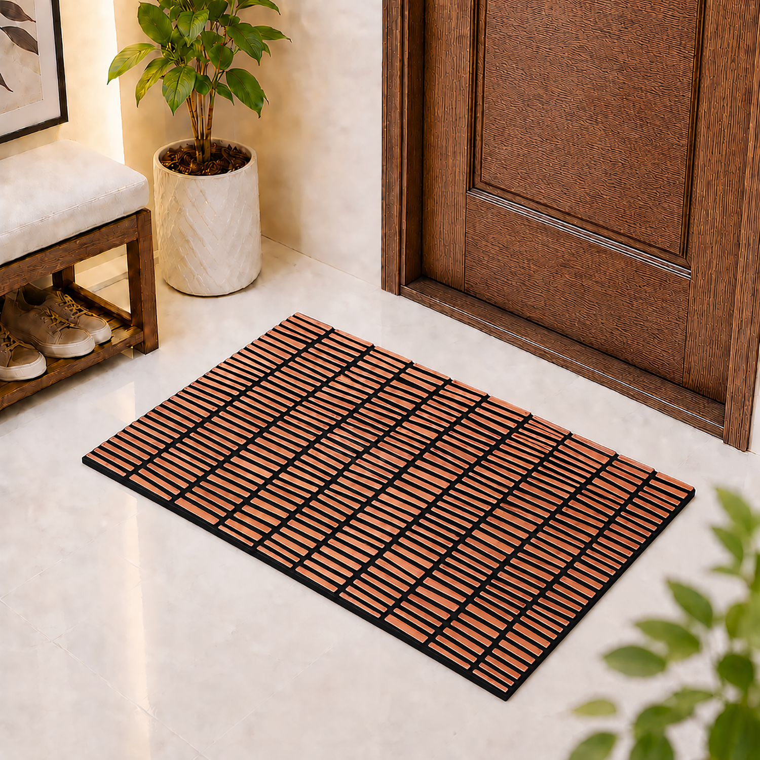 Rubber Door Mat Linear Textured ( 45x75 cm Copper )