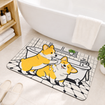 Rubber Bath Mat Anti Slip Quick Drying Soft Corgi Spa ( White & Yellow, 40x60 cm )