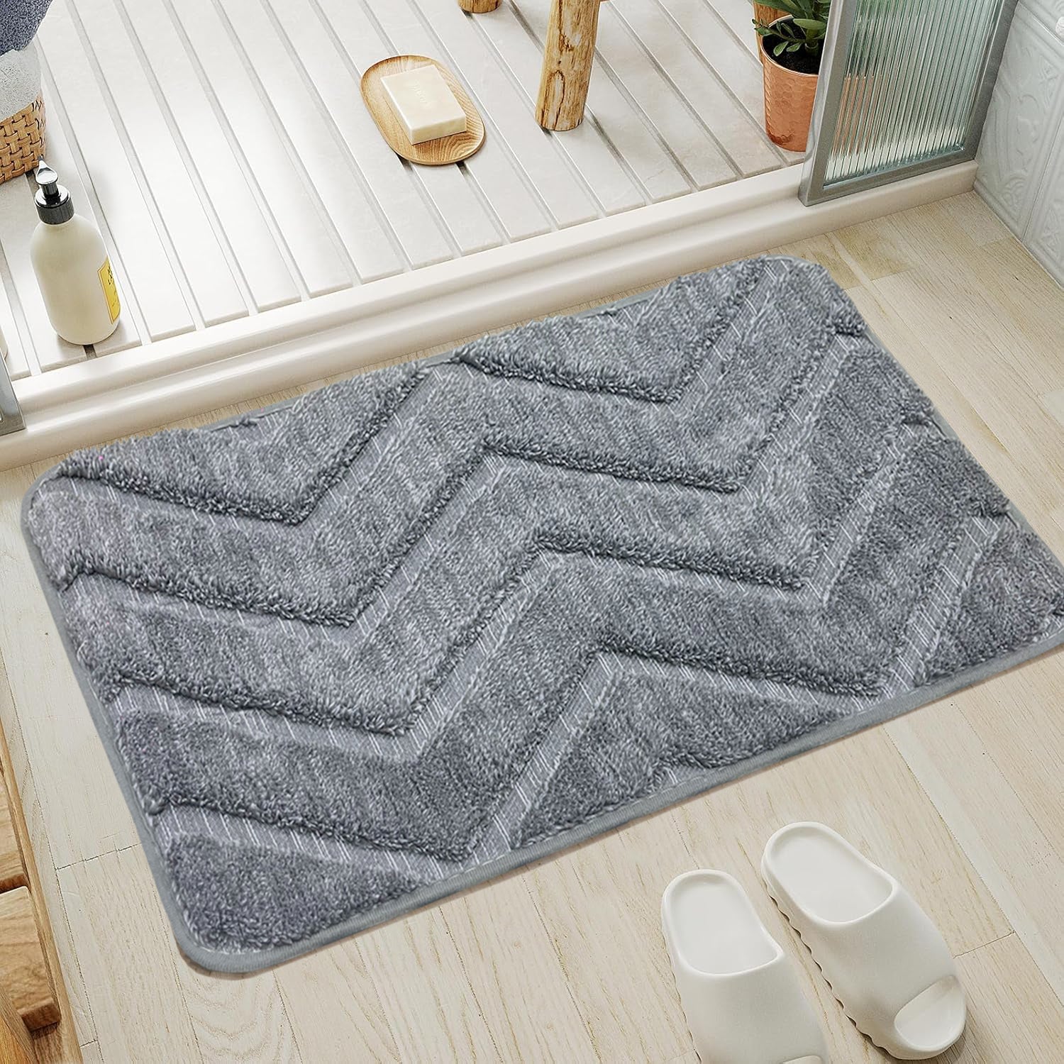 Austria Zigzag Microfiber Bath Mat (41x60cm Grey)