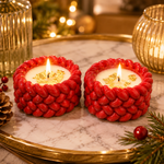 Soy Wax Decorative Scented Candle With Gold Leaf Braided ( Red , 6 x 6 cm )