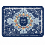 Kitchen Dish Drying Mat | Blue Boho Mandala Print | 35x55 cm