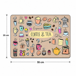 Kitchen Dish Drying Mat | Coffee & Tea Print | 35x55 cm