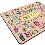 Kitchen Dish Drying Mat | Coffee & Tea Print | 35x55 cm