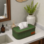 Bamboo Napkin Box Tissue Holder ( Green, 24x14x9 cm )