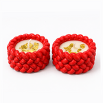 Soy Wax Decorative Scented Candle With Gold Leaf Braided ( Red , 6 x 6 cm )