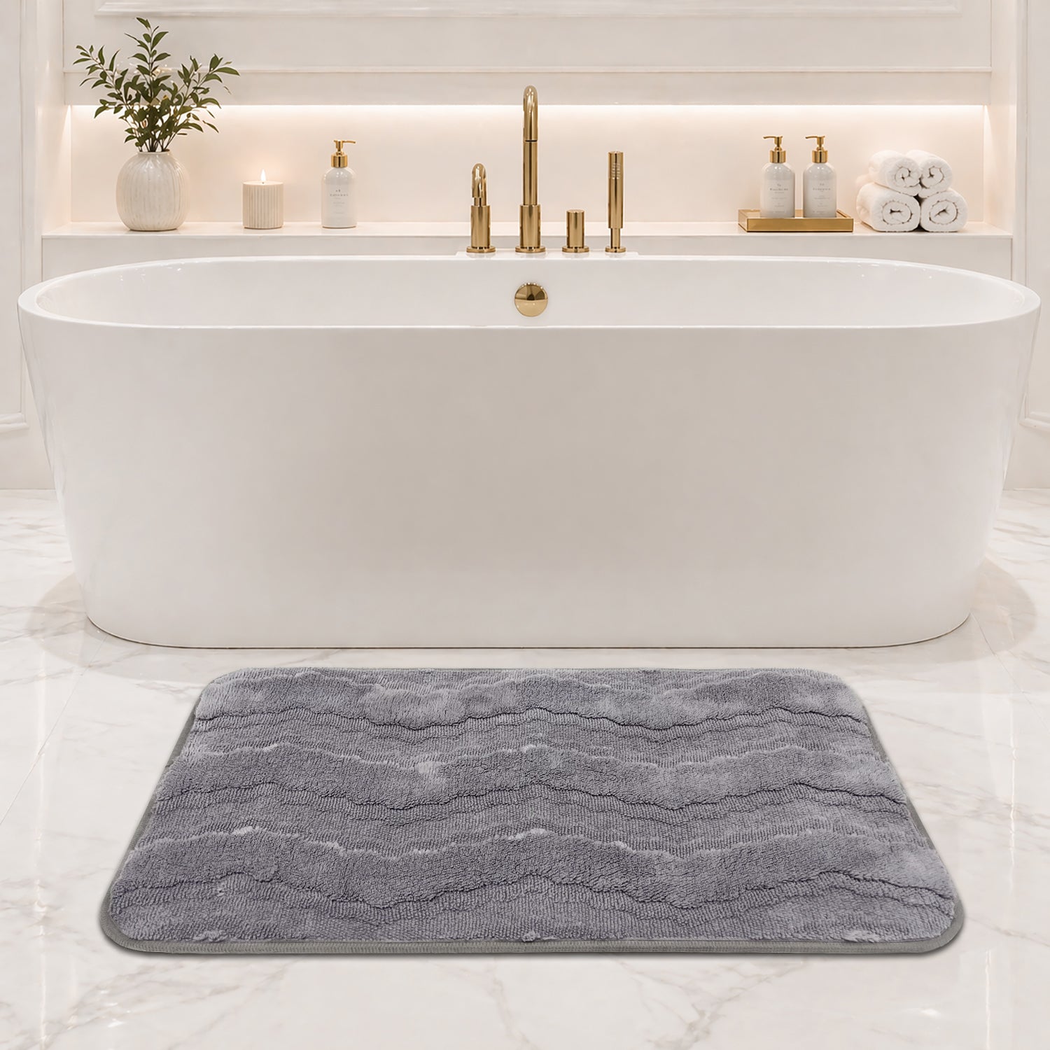 Moscow ZigZag Wave Microfiber Bath  (38x58cm Grey)