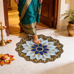 3D Rangoli Mats ( 57x57 cm, Blue )
