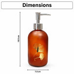 Flower Print Glass Soap Dispenser For Bathroom And Kitchen Sink ( 19.5x7.5 cm Red Brown )