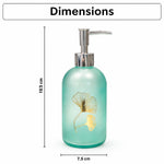 Flower Print Glass Soap Dispenser For Bathroom And Kitchen Sink ( 19.5x7.5 cm Sky )