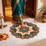 3D Rangoli Mats ( 56x56 cm, Brown )