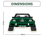 Car Shaped Tufted Wool Rug Floor Mat For Kids ( 63x68 cm , Green )