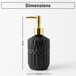 Geometric Texture Pattern Glass Soap Dispenser For Bathroom And Kitchen Sink ( 19x7.5 cm Black )