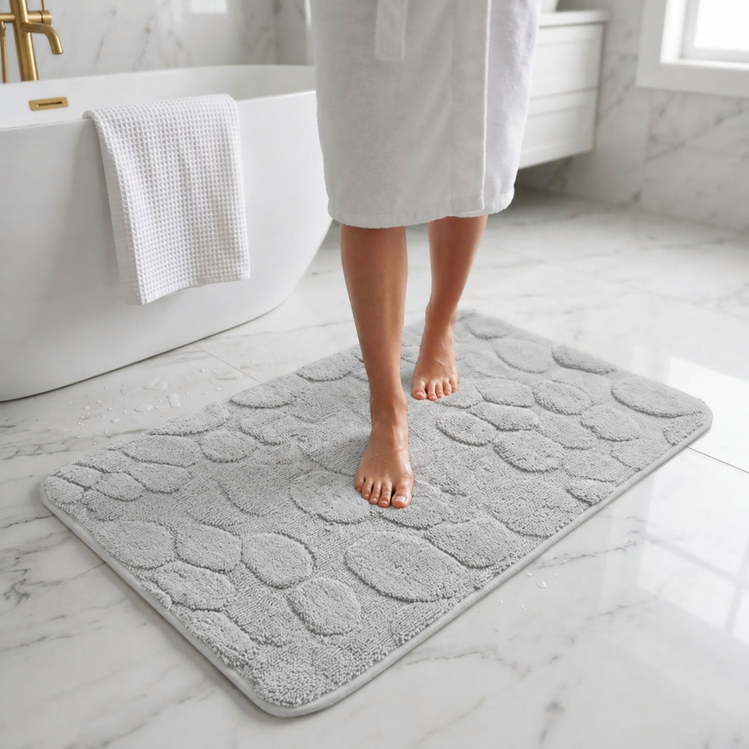Moscow Stone Microfiber Bath Mat (38x58cm Silver)