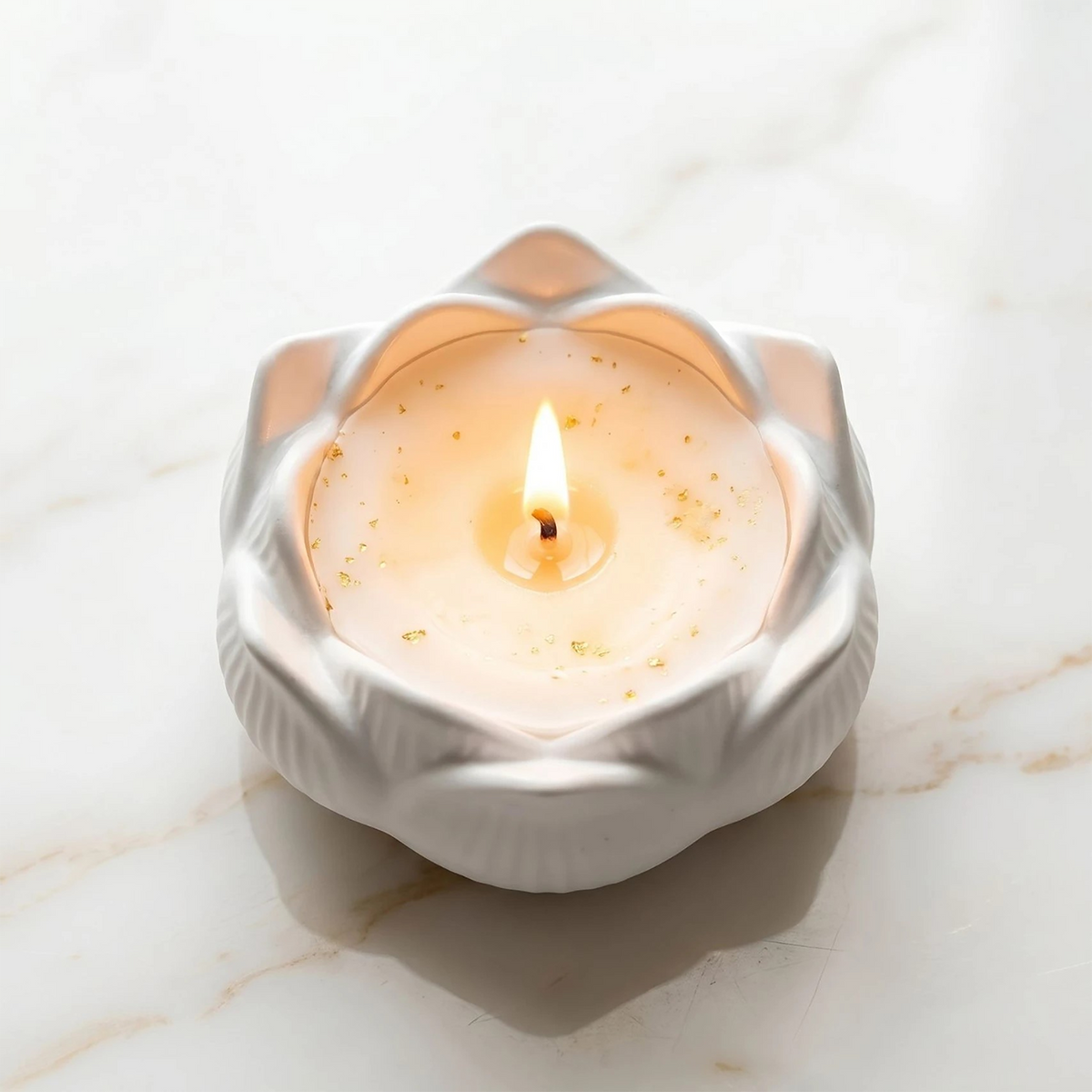 Soy Wax Decorative Lotus Candle ( White , 8 x 8 cm )