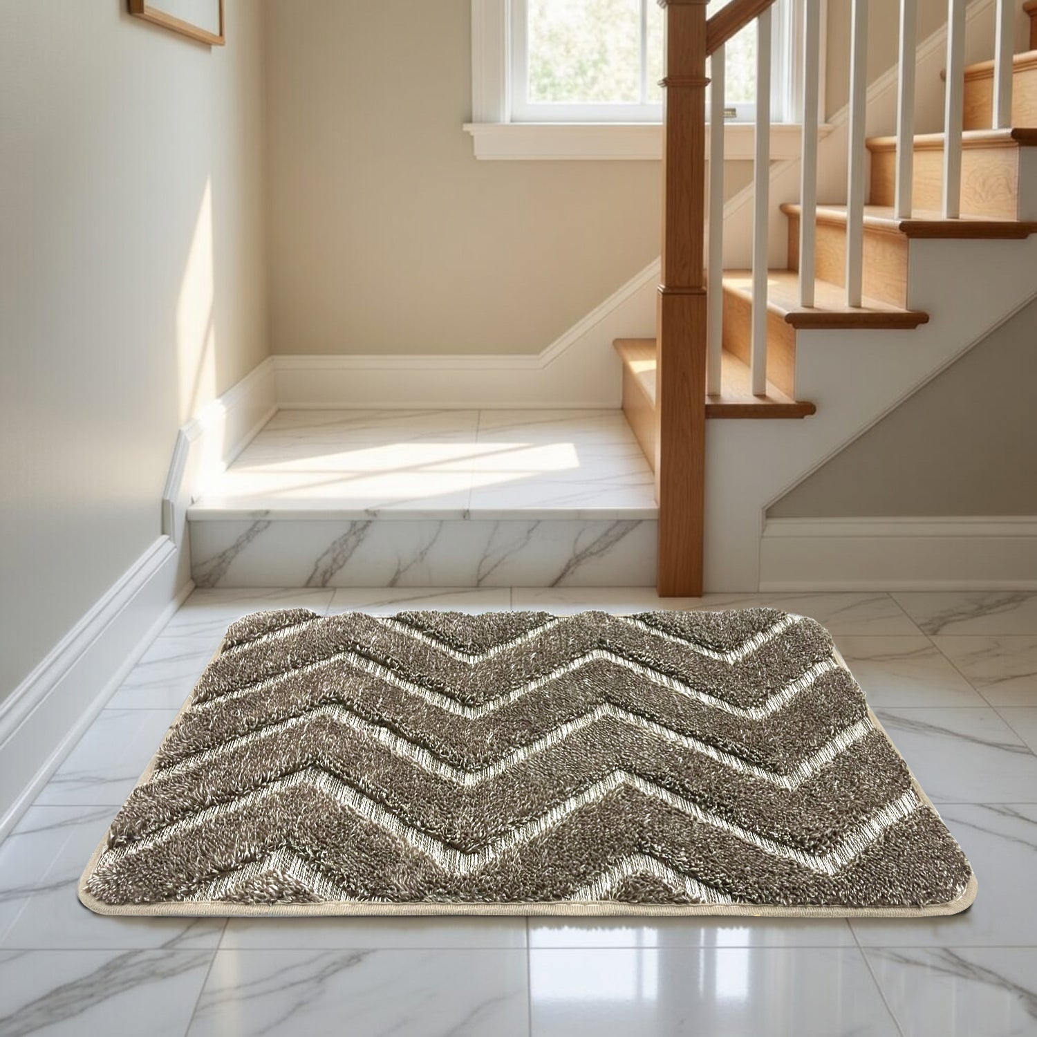 Austria Zigzag Microfiber Bath Mat (41x60cm Brown)