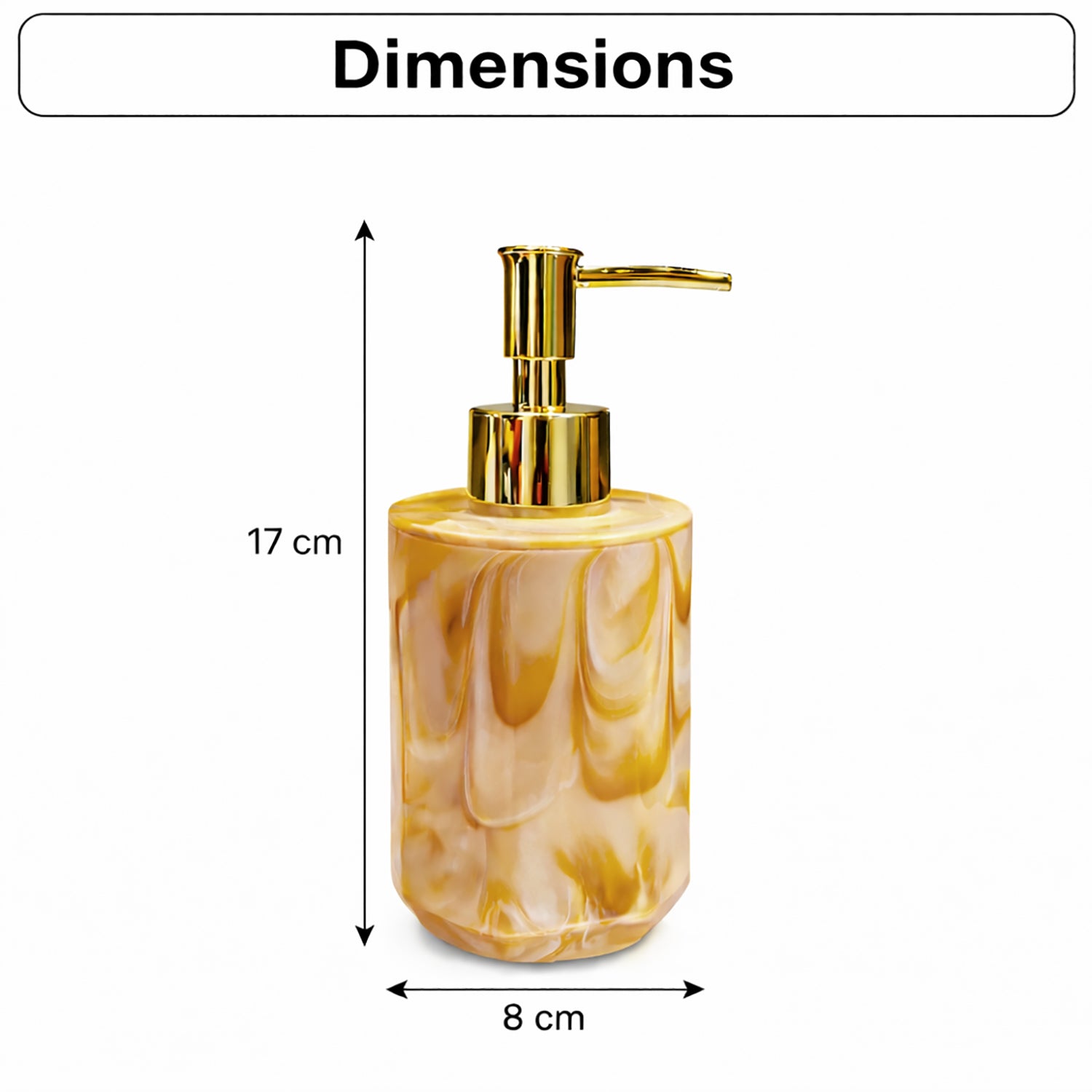 Marble Pattern Plastic Soap Dispenser For Bathroom And Kitchen Sink ( 17x8 cm Yellow )
